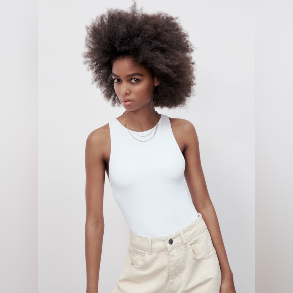 Zara Halter Neck White Bodysuit